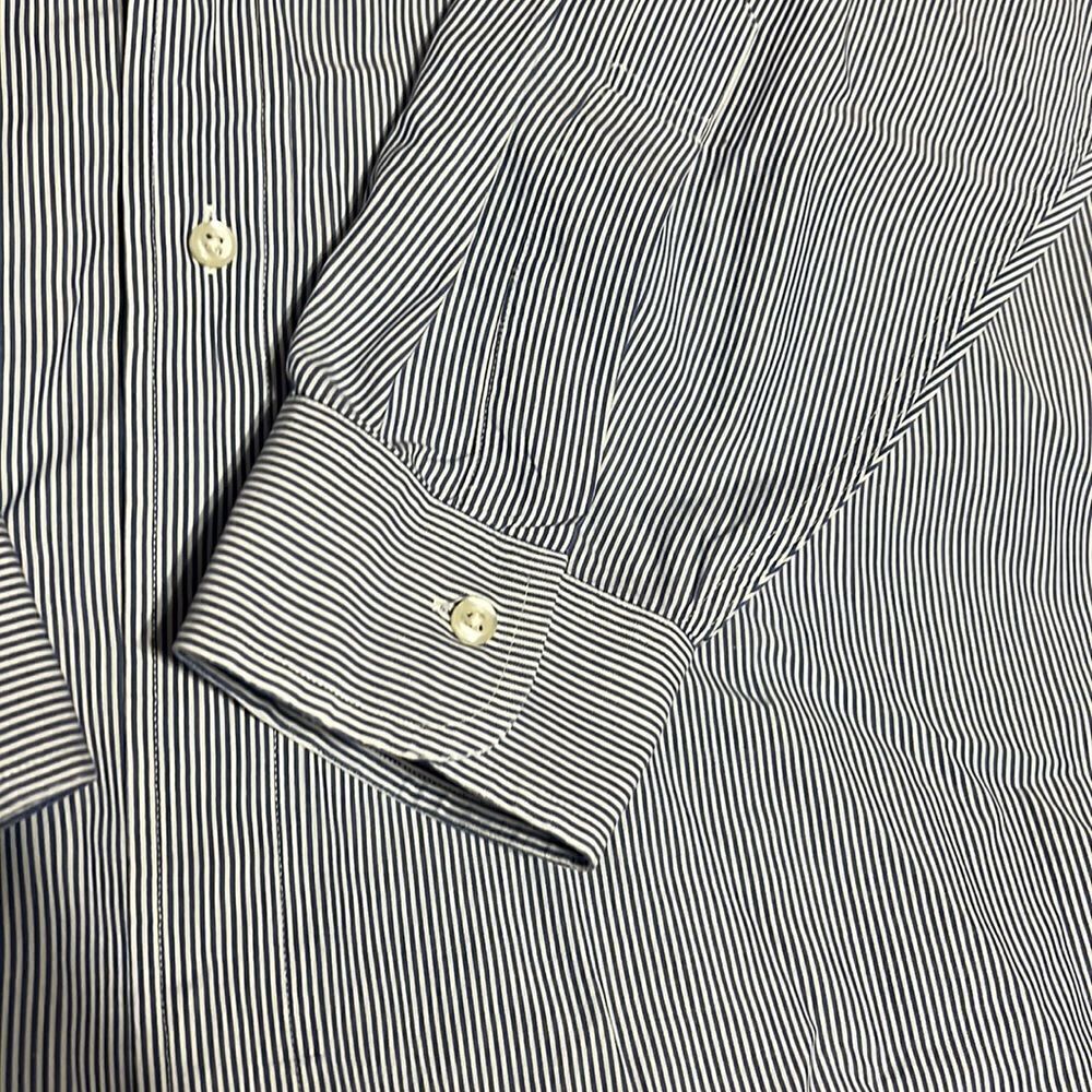 🔥🔥BROOKS BROTHERS Blue/White Pinstriped Button Down Shirt‎ - Men Sz 16-34 (L) - Picture 7 of 8